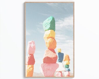 Seven Magic Mountains Print, Las Vegas Wall Art, Desert Print, Boho Wall Art, Modern Wall Decor, Colorful Art Print, Las Vegas Printable Art