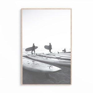 Black And White Ocean Wall Art, Surfboard Print, Surf Photography, California Coastal Poster, Digital Prints, Printable Art, Large Wall Art