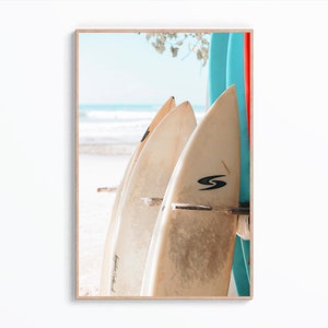 Surfboards On The Beach, Surfboard Wall Art, Coastal Print, Tropical Print, Surf Wall Art, Surfers Poster, Aerial Print, Coastal Wall Decor