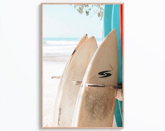 Surfboards On The Beach, Surfboard Wall Art, Coastal Print, Tropical Print, Surf Wall Art, Surfers Poster, Aerial Print, Coastal Wall Decor