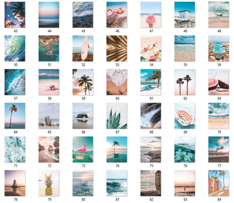 Set of 200 Beach Wall Art Prints Tropical Posters Surf - Etsy