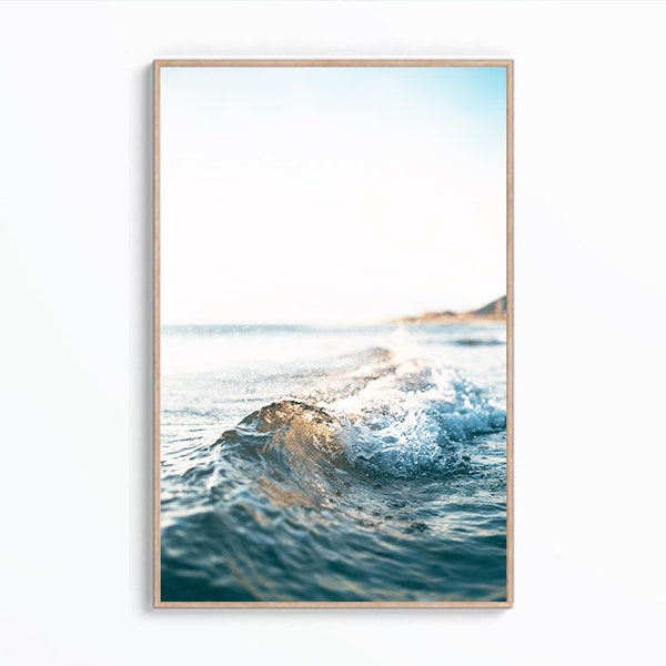 Wave Photo Art Print, Ocean Wave Print, California Coastal Wall Art, Ocean Poster, Printable Surf Wall Art, Digital Print, Ocean Home Decor