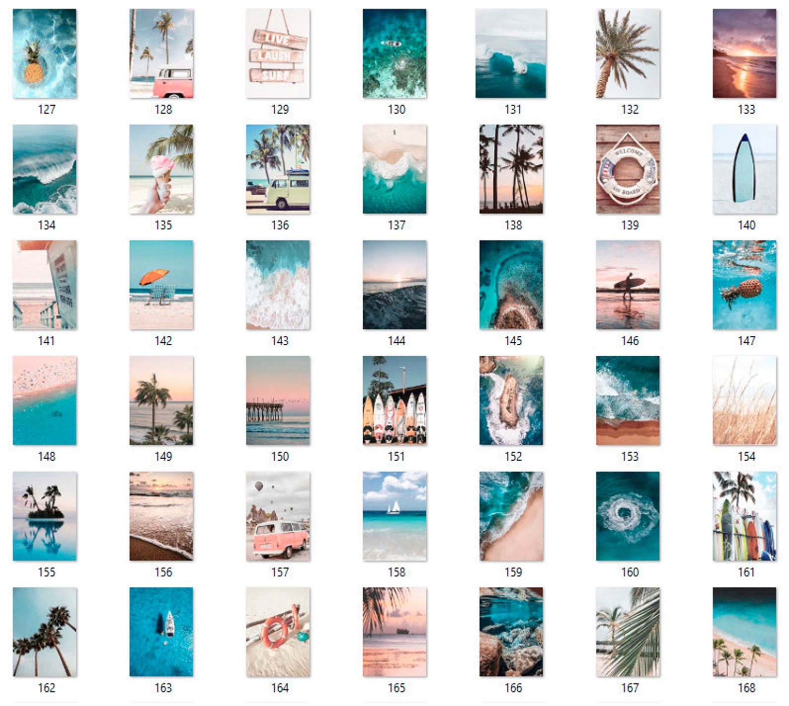 Set of 200 Beach Wall Art Prints Tropical Posters Surf - Etsy