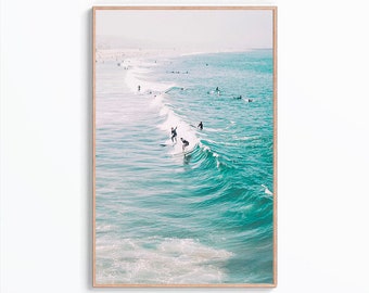 Surfer Wall Art Print, Surfing Poster, Coastal Print, Surf Printable Art, Surf Wall Decor, Ocean Wave Photo, Digital Art, Instant Download