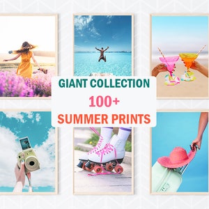 Set Of 100+ Summer Wall Art Print, Coastal Printable, Beach Wall Art, Pool Poster, Beach Wall Decor, Popsicles Art Print, Summer Vibes Print