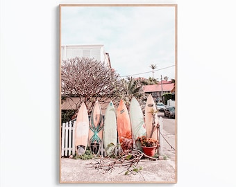 Surfboard Digital Print Art, Surf Wall Art Print, Beach Poster Art, Surf Wall Decor, Tropical Poster Print, Surf Printables, Boho Print Art