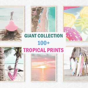 Set of 100+ Tropical Beach Prints Wall Art, Beach Poster, Tropical Vibes, Surfing Wall Decor, Coastal Digital Art, California Ocean Print