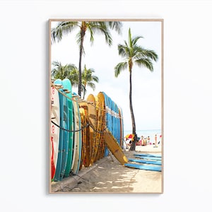 Tropical Surf Print, Coastal Beach Wall Art, Surfboard Photography, Summer Vibes Poster, Surf Digital Art, Tropical Room Decor,Surf Wall Art