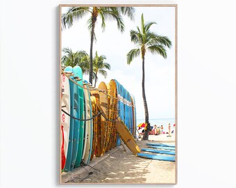 Tropical Surf Print, Coastal Beach Wall Art, Surfboard Photography, Summer Vibes Poster, Surf Digital Art, Tropical Room Decor,Surf Wall Art