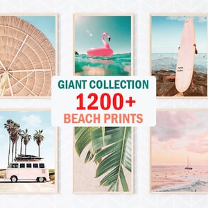 Ensemble de plus de 1 200 impressions d'art mural plage, décoration murale côtière, photographie aérienne, art mural surf, photo de l'océan, impression palmier, impression numérique Californie