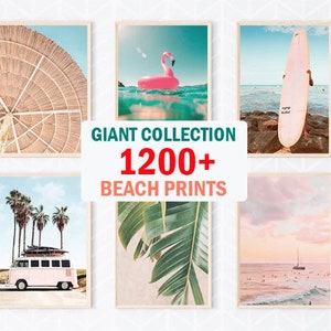 Set Of 1200+ Beach Wall Art Print, Coastal Wall Decor, Aerial Photography, Surf Wall Art, Ocean Photo, Palm Print, California Digital Print