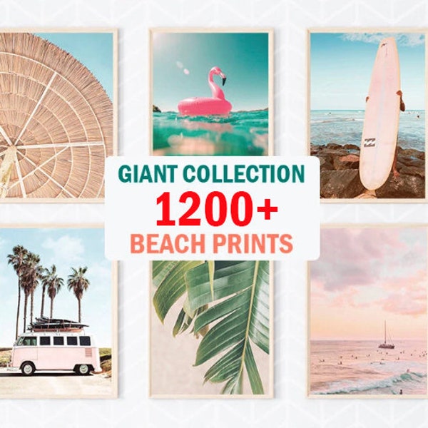 Ensemble de plus de 1 200 impressions d'art mural plage, décoration murale côtière, photographie aérienne, art mural surf, photo de l'océan, impression palmier, impression numérique Californie