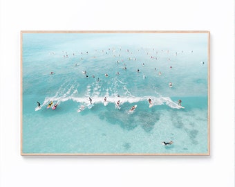Aerial Beach Surf Print, Ocean Photography Poster (Digital Download)