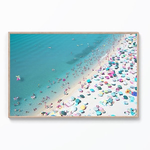 Tropical Beach Wall Art, Aerial Beach Print, Coastal Poster, Beach Photography, Printable Wall Art, Colorful Beach Umbrellas, Boho Wall Art