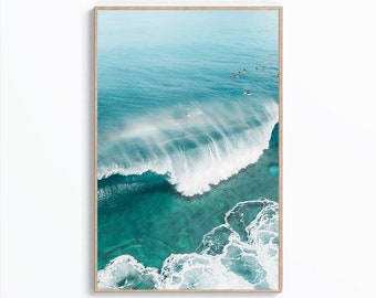 Ocean Wave Wall Art, Surf Wave Poster, Surfing Print, Coastal Wall Decor, Digital Wall Art Print, Beach Wall Decor, Tropical Ocean Print Art