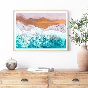 Coastal Beach Wall Art, Aerial Photography, Beach Decor, Ocean Waves Digital Print, Aerial Beach Wall Art, Instant Download, Tropical Print imagem 2