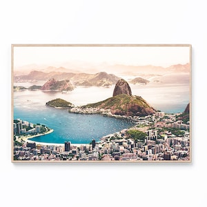 Impressão artística do Rio de Janeiro, Impressão do Brasil, Impressão horizontal do Brasil, Arte da parede do Rio de Janeiro, Pôster do Rio de Janeiro, Decoração de parede da América do Sul