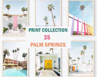 Set von 35 Palm Springs Wandkunst, Palm Springs Poster, Palm Springs Poster, Kalifornien Druck, Palme Wandkunst, Gallery Print Set