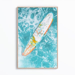 Surf Print Wall Art, Ocean Surfboard Photography, Surf Poster, Aerial Surf Printable, Surf Print Download, Surf Beach Printable, Ocean Print