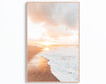 Strand kunst aan de muur, strand print, luchtfoto oceaan print, zonsondergang oceaan decor, moderne kust afdrukbare, strand digitale print, strand boho printables