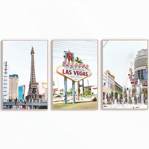 Set di 3 stampe di Las Vegas, arte murale di Las Vegas, stampa di benvenuto a Las Vegas, poster di Las Vegas, fotografia di Las Vegas, arte di download digitale