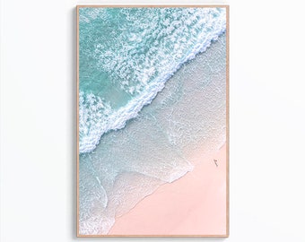 Ocean Wave Print Art, Ocean Photography, Pastel Wall Decor, Ocean Digital Print, Coastal Printable, Beach Poster, Instant Download, Sea Art