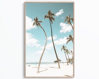 Palm Trees Wall Art Printable, Palm Tree Photography, Tropical Beach Wall Art, Coastal Tree,  Modern Print, Palm Wall Art, Palm Pastel Photo