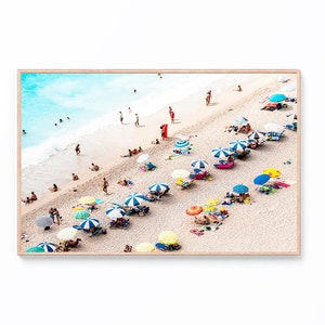 Coastal Wall Art Print, Beach Umbrella Print Wall Art, Aerial Umbrella Beach Print, Coastal Print, Aerial Umbrella Download, Beach Photo Art