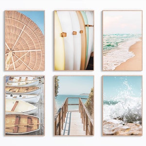 6er-Set Küstenwandkunstdrucke, Stranddrucke, Tropische Drucke, Surfer Poster, Luftbilder, Strandposter, Luftfotos, Ocean Wave Art