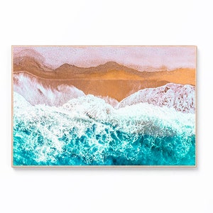 Coastal Beach Wall Art, Aerial Photography, Beach Decor, Ocean Waves Digital Print, Aerial Beach Wall Art, Instant Download, Tropical Print imagem 1