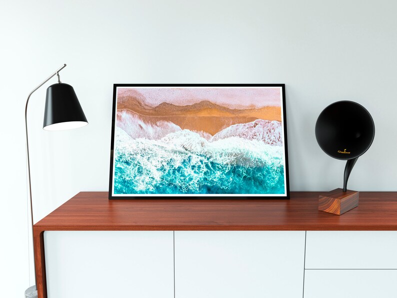 Coastal Beach Wall Art, Aerial Photography, Beach Decor, Ocean Waves Digital Print, Aerial Beach Wall Art, Instant Download, Tropical Print imagem 4