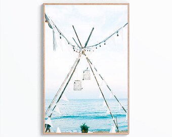 Boho Strand Zelt Druck, Küsten Wand Kunst (digitaler Download)