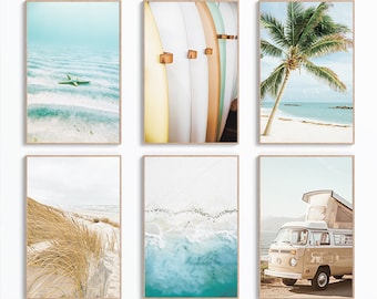 Beach Prints, Set of 6 Prints, Beach Wall Art, Neutral Beach Art, Coastal Decor, Digital Download, Printable Art, Large Wall Art, Ocean Art