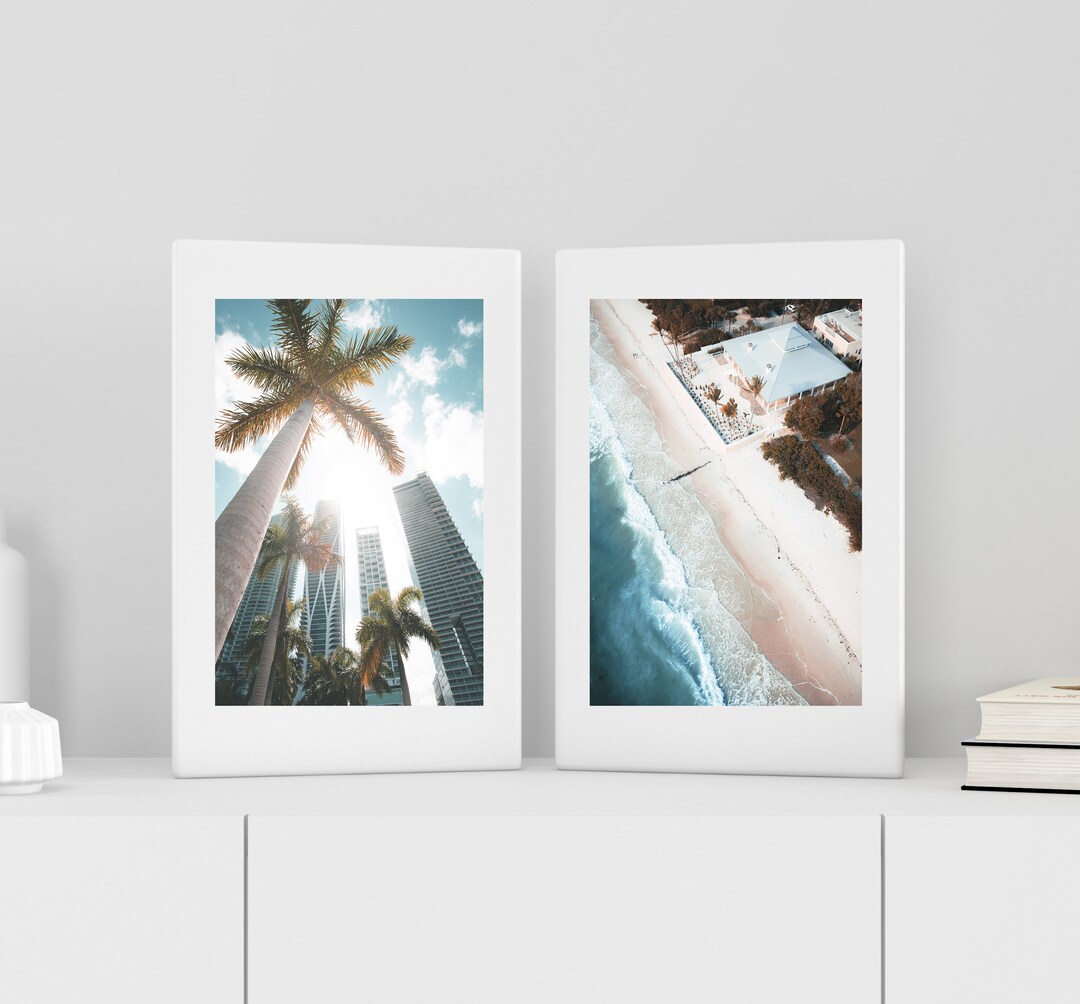 Set of 2 Miami Prints Miami Wall Art Coastal Print Beach Etsy