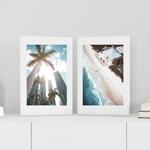 Lot de 2 estampes Miami, art mural Miami, impression côtière, décoration de plage, affiche de palmiers, téléchargement immédiat, impression numérique, art imprimable de la Floride