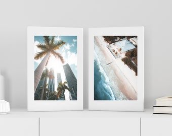 Set Of 2 Miami Prints, Miami Wall Art, Coastal Print, Beach Decor, Palm Trees Poster, Instant Download, Digital Print, Florida Printable Art