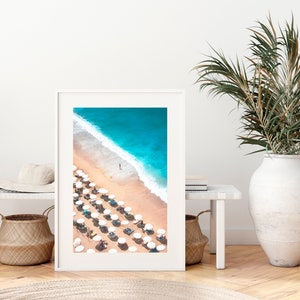 Beach Umbrella Wall Art Print, Aerial Beach Photography, Coastal Decor, Aerial Beach Print, Printable Wall Art, Coastal Print, Digital Art