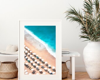 Beach Umbrella Wall Art Print, Aerial Beach Photography, Coastal Decor, Aerial Beach Print, Printable Wall Art, Coastal Print, Digital Art