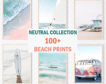 Set von 100+ Strand druckbare Wandkunst, Küstendrucke, Luftbild, Tropischer Stranddruck, Boho Wandkunst, Surf Poster, Luftbild Strandfoto