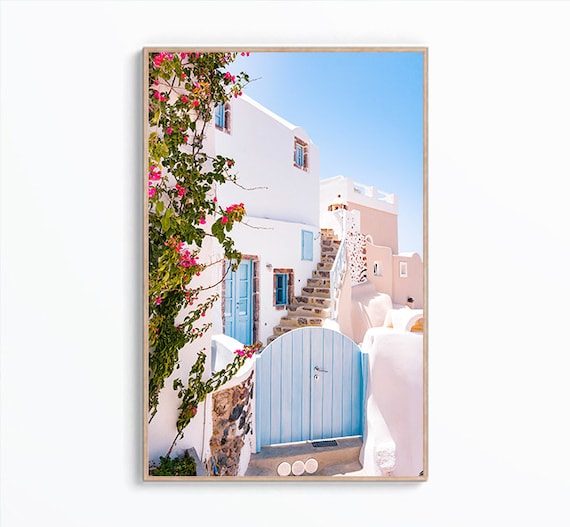 Greece Wall Art Print, Santorini Poster, Mediterranean Art, Tropical Photography Print, Travel Print Art, Digital Download, Printable Art