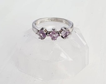 Purple multi stone vintage sterling silver 925 ring