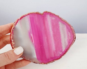 Hot pink agate slice