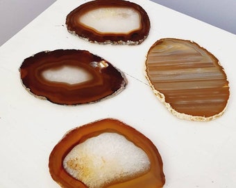 Agate drink coasters natural colour set of 4