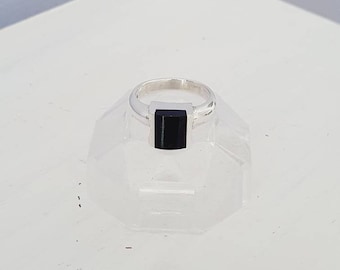 Schwarzer Onyx-Stein-Silber-Vintage-Ring