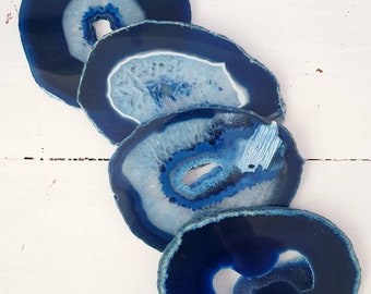 Blue lagoon agate drinks coasters set of 4