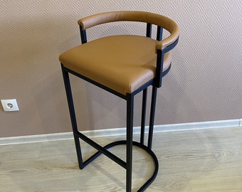 black stool,counter,rustic,metal,leather,custom,modern,dining,height,kitchen,with back, outdoor, industrial