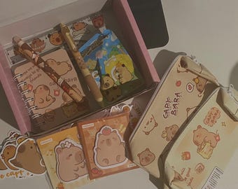 Capybara Stationery Box | Pen Case, Erasers, Stickers