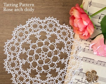 Tatting lace Pattern Arch of roses Doily[PDF file Downlode]