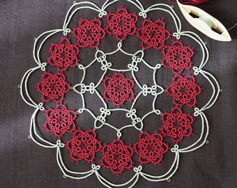 Tatting Pattern Roses floating on the lake Doily [PDF file Downlode]