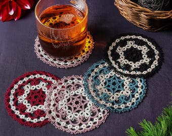 Tatting lace Pattern dahlia coaster[PDF file Downlode]